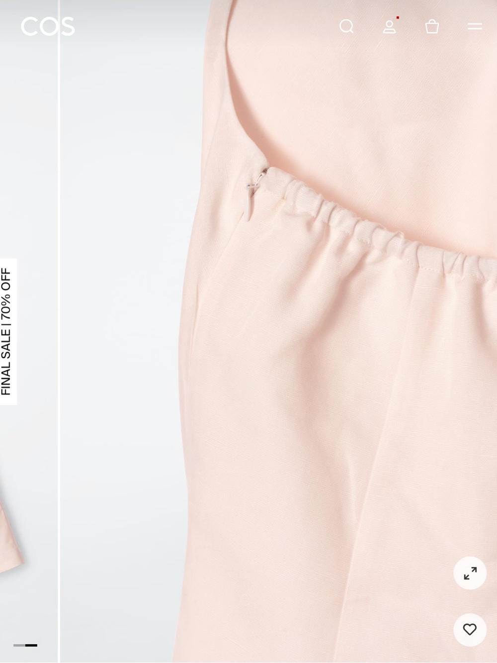 Twist-Detail Linen-Blend Skirt in Blush Pink - Picture 2 of 3